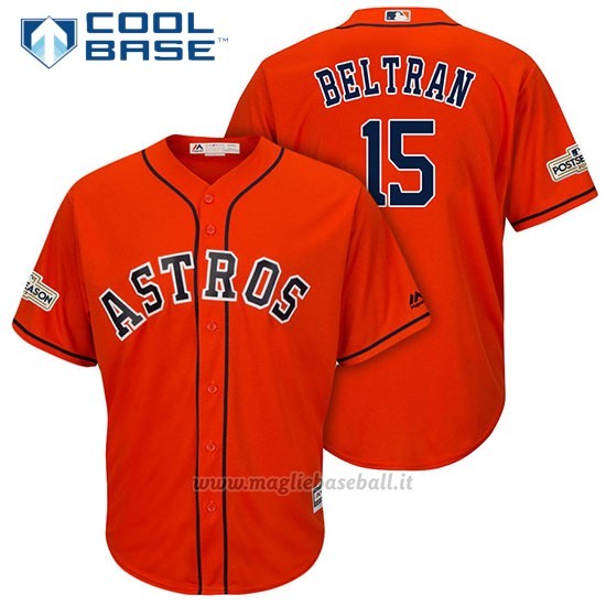 Maglia Baseball Uomo Houston Astros 2017 Postseason Carlos Beltran Arancione Cool Base